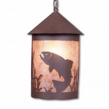  M24681AL-CH-27 - Cascade Pendant Large - Trout - Almond Mica Shade - Rustic Brown Finish - Chain