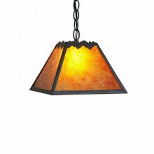  M26301AM-CH-47 - Rocky Mountain Pendant Small - Rustic Plain - Amber Mica Shade - Forest Green / Cedar Green Finish