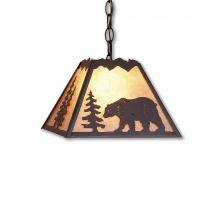  M26325AL-CH-27 - Rocky Mountain Pendant Small - Mountain Bear - Almond Mica Shade - Rustic Brown Finish - Chain