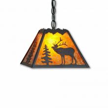  M26333AM-CH-27 - Rocky Mountain Pendant Small - Mountain Elk - Amber Mica Shade - Rustic Brown Finish - Chain