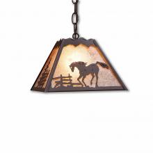  M26335AL-CH-27 - Rocky Mountain Pendant Small - Mountain Horse - Almond Mica Shade - Rustic Brown Finish - Chain