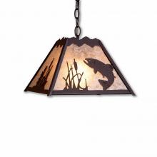  M26381AL-CH-27 - Rocky Mountain Pendant Small - Trout - Almond Mica Shade - Rustic Brown Finish - Chain