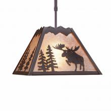  M26522AL-ST-27 - Rocky Mountain Pendant Large - Alaska Moose - Almond Mica Shade - Rustic Brown Finish