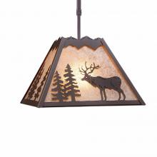  M26523AL-ST-27 - Rocky Mountain Pendant Large - Valley Elk - Almond Mica Shade - Rustic Brown Finish