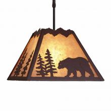  M26525AL-ST-27 - Rocky Mountain Pendant Large - Mountain Bear - Almond Mica Shade - Rustic Brown Finish