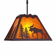  M26527AM-ST-27 - Rocky Mountain Pendant Large - Mountain Moose - Amber Mica Shade - Rustic Brown Finish