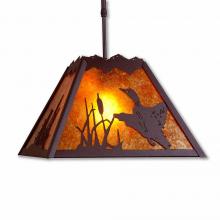  M26564AM-ST-27 - Rocky Mountain Pendant Large - Loon - Amber Mica Shade - Rustic Brown Finish - Adjustable Stem