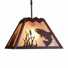  M26581AL-ST-27 - Rocky Mountain Pendant Large - Trout - Almond Mica Shade - Rustic Brown Finish - Adjustable Stem