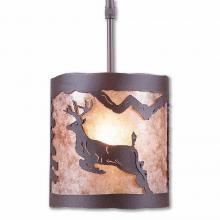  M29121AL-ST-27 - Kincaid Pendant Small - Valley Deer - Almond Mica Shade - Rustic Brown Finish - Adjustable Stem