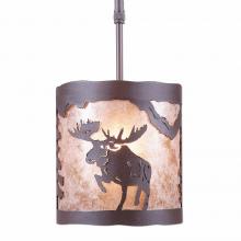  M29122AL-ST-27 - Kincaid Pendant Small - Alaska Moose - Almond Mica Shade - Rustic Brown Finish - Adjustable Stem