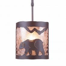  M29125AL-ST-27 - Kincaid Pendant Small - Mountain Bear - Almond Mica Shade - Rustic Brown Finish - Adjustable Stem