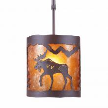  M29127AM-ST-27 - Kincaid Pendant Small - Mountain Moose - Amber Mica Shade - Rustic Brown Finish - Adjustable Stem