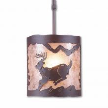  M29130AL-ST-27 - Kincaid Pendant Small - Mountain Deer - Almond Mica Shade - Rustic Brown Finish - Adjustable Stem