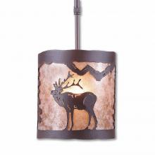  M29133AL-ST-27 - Kincaid Pendant Small - Mountain Elk - Almond Mica Shade - Rustic Brown Finish - Adjustable Stem