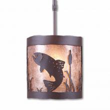  M29181AL-ST-27 - Kincaid Pendant Small - Trout - Almond Mica Shade - Rustic Brown Finish - Adjustable Stem