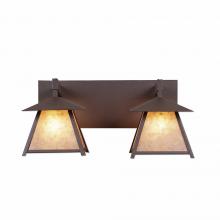  M35201AL-27 - Smoky Mountain Double Bath Vanity Light Extra Small - Rustic Plain - Almond Mica Shade