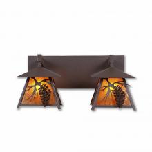  M35240AM-27 - Smoky Mountain Double Bath Vanity Light - Spruce Cone - Amber Mica Shade - Rustic Brown Finish