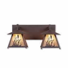  M35265AL-27 - Smoky Mountain Double Bath Vanity Light - Cattails - Almond Mica Shade - Rustic Brown Finish