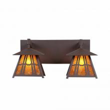  M35272AM-27 - Smoky Mountain Double Bath Vanity Light - Eastlake - Amber Mica Shade - Rustic Brown Finish