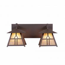  M35273AL-27 - Smoky Mountain Double Bath Vanity Light - Westhill - Almond Mica Shade - Rustic Brown Finish