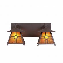  M35274AM-27 - Smoky Mountain Double Bath Vanity Light - Southview - Amber Mica Shade - Rustic Brown Finish