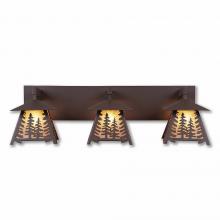  M35314AL-27 - Smoky Mountain Triple Bath Vanity Light - Spruce Tree - Almond Mica Shade - Rustic Brown Finish