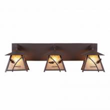  M35320AL-27 - Smoky Mountain Triple Bath Vanity Light - Pine Cone - Almond Mica Shade - Rustic Brown Finish