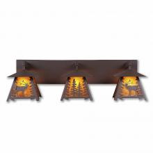  M35333AM-27 - Smoky Mountain Triple Bath Vanity Light - Mountain Elk - Amber Mica Shade - Rustic Brown Finish