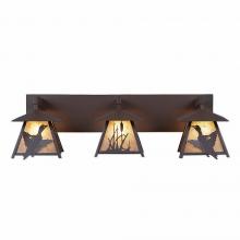  M35364AL-27 - Smoky Mountain Triple Bath Vanity Light - Loon - Almond Mica Shade - Rustic Brown Finish