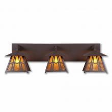  M35372AM-27 - Smoky Mountain Triple Bath Vanity Light - Eastlake - Amber Mica Shade - Rustic Brown Finish