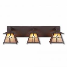  M35373AL-27 - Smoky Mountain Triple Bath Vanity Light - Westhill - Almond Mica Shade - Rustic Brown Finish