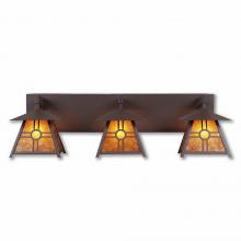  M35374AM-27 - Smoky Mountain Triple Bath Vanity Light - Southview - Amber Mica Shade - Rustic Brown Finish