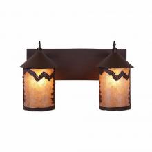  M38201AL-27 - Cascade Double Bath Vanity Light - Rustic Plain - Almond Mica Shade - Rustic Brown Finish