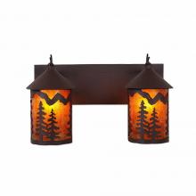  M38214AM-27 - Cascade Double Bath Vanity Light - Spruce Tree - Amber Mica Shade - Rustic Brown Finish