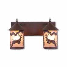  M38221AL-27 - Cascade Double Bath Vanity Light - Valley Deer - Almond Mica Shade - Rustic Brown Finish