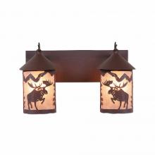  M38222AL-27 - Cascade Double Bath Vanity Light - Alaska Moose - Almond Mica Shade - Rustic Brown Finish