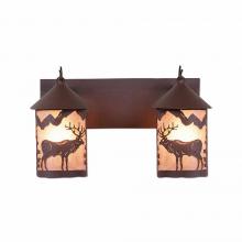  M38223AL-27 - Cascade Double Bath Vanity Light - Valley Elk - Almond Mica Shade - Rustic Brown Finish