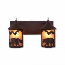  M38225AL-27 - Cascade Double Bath Vanity Light - Mountain Bear - Almond Mica Shade - Rustic Brown Finish