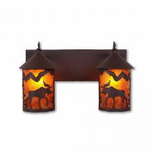  M38227AM-27 - Cascade Double Bath Vanity Light - Mountain Moose - Amber Mica Shade - Rustic Brown Finish