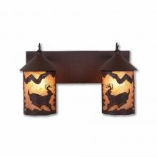  M38230AL-27 - Cascade Double Bath Vanity Light - Mountain Deer - Almond Mica Shade - Rustic Brown Finish