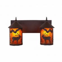  M38233AM-27 - Cascade Double Bath Vanity Light - Mountain Elk - Amber Mica Shade - Rustic Brown Finish