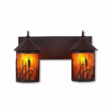  M38265AM-27 - Cascade Double Bath Vanity Light - Cattails - Amber Mica Shade - Rustic Brown Finish