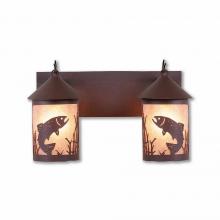  M38281AL-27 - Cascade Double Bath Vanity Light - Trout - Almond Mica Shade - Rustic Brown Finish