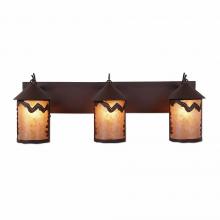  M38301AL-27 - Cascade Triple Bath Vanity Light - Rustic Plain - Almond Mica Shade - Rustic Brown Finish