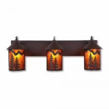  M38314AM-27 - Cascade Triple Bath Vanity Light - Spruce Tree - Amber Mica Shade - Rustic Brown Finish