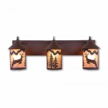  M38321AL-27 - Cascade Triple Bath Vanity Light - Valley Deer - Almond Mica Shade - Rustic Brown Finish