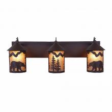  M38325AL-27 - Cascade Triple Bath Vanity Light - Mountain Bear - Almond Mica Shade - Rustic Brown Finish