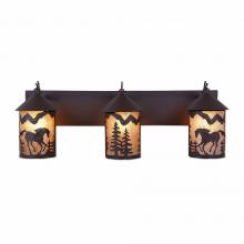  M38335AL-27 - Cascade Triple Bath Vanity Light - Mountain Horse - Almond Mica Shade - Rustic Brown Finish