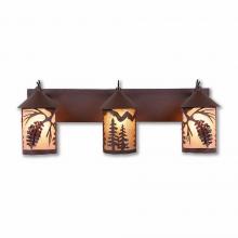  M38340AL-27 - Cascade Triple Bath Vanity Light - Spruce Cone - Almond Mica Shade - Rustic Brown Finish