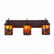  M38364AM-27 - Cascade Triple Bath Vanity Light - Loon - Amber Mica Shade - Rustic Brown Finish